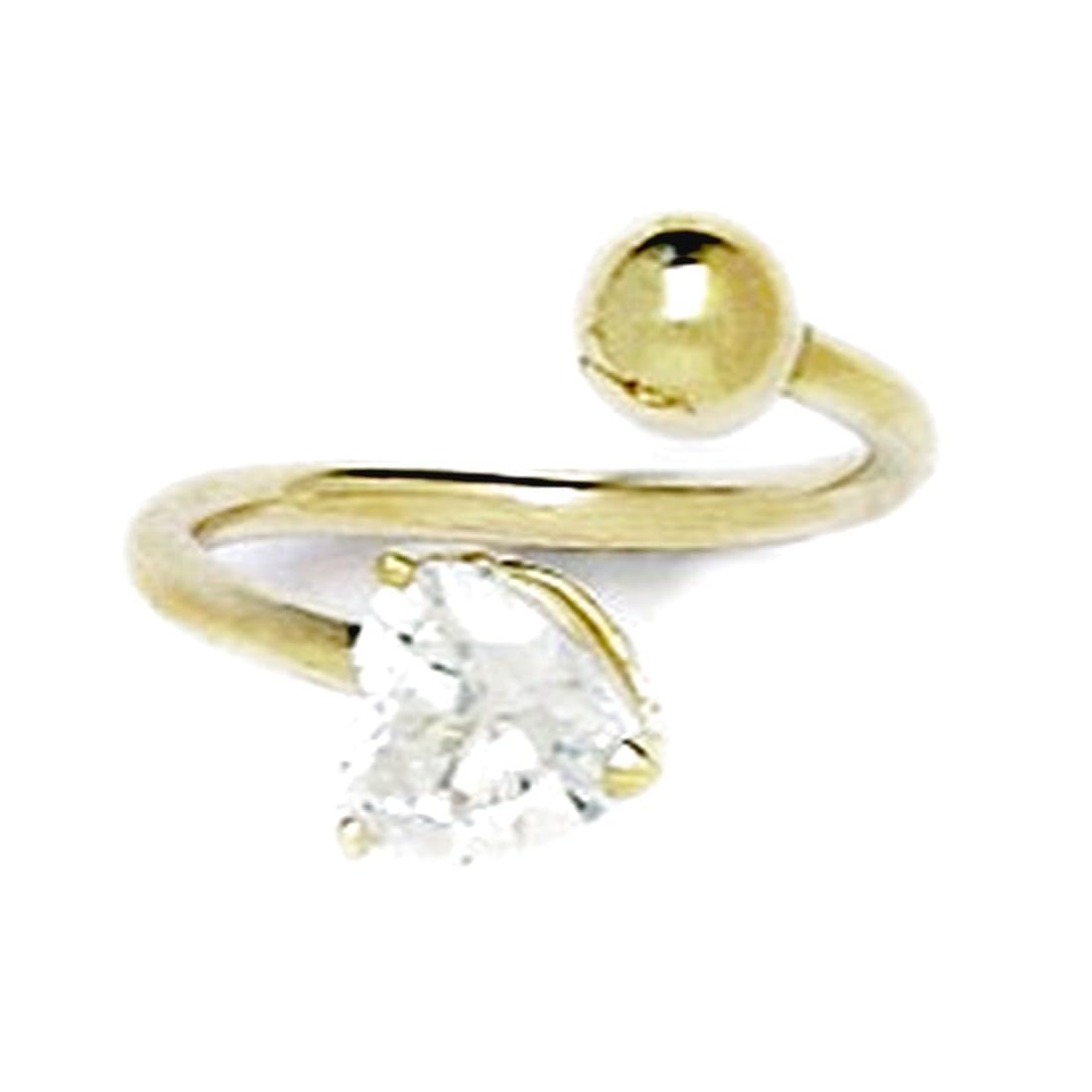 14 Karat Gelbgold CZ Zirkonia Kunstdiamant 14 Gauge Liebe Herzform Körperschmuck Bauchnabelring Schmuck Geschenke für Frauen, Metall, Zirkonia