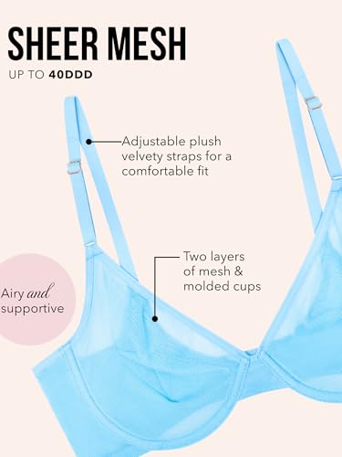 Image of Smart & Sexy Women's Sheer Mesh Demi Underwire Bra - See Through Bras