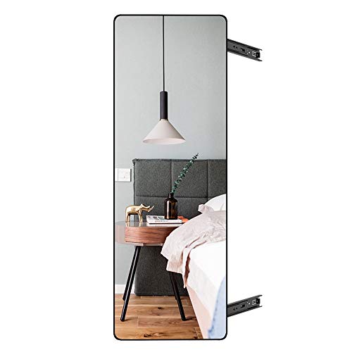 Armario de espejo de cuerpo entero retráctil push-pull Armario de espejo de vestidor giratorio deslizante plegable incorporado con espejo de cuerpo entero retráctil extraíble invisible oro negro 80