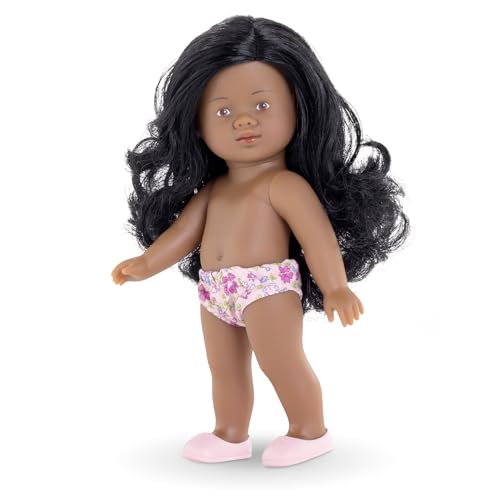 Muñeca Mini Corolline Rosaly 8" con cabello negro y vestido floral miniatura 2