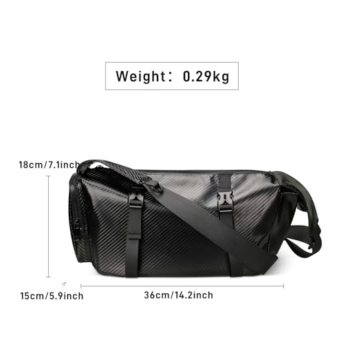 Small Sports Bag Waterproof Ultra-Light Gym Duffle for Men & Women Compact Mini Crossbody Bags, Perfect for Running, Travel & Fitness (black-woven pattern)3
