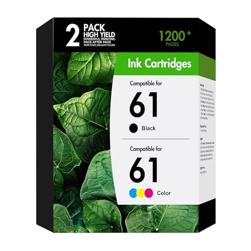 61 61XL Ink Cartridges for HP Printers Envy 4500 Replacement for Ink 61 Black and Color Combo Pack Work for Envy 4500 5530 Officejet 4630 4635 Envy 4502 4501 Deskjet 1000 1010 Black Tri-Color 2-Pack
