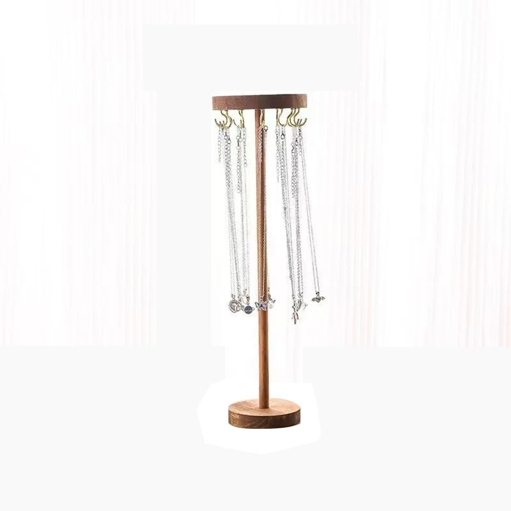 WANGHAI-666 Jewelry Rack 360° Swivel Wooden Jewelry Organizer for Long Chains Display Rack for Desktop Counter