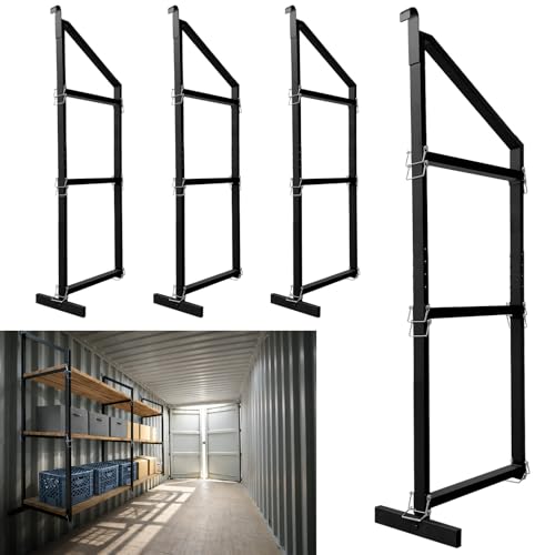 4 Pack Shipping Container Shelf Brackets, Upgraded Adjustable 3 Tier Shipping Container Shelving, 64" x 21", Heavy Duty High Load Capacity for Storage Optimization, Garage, Warehouse, Industrial Use