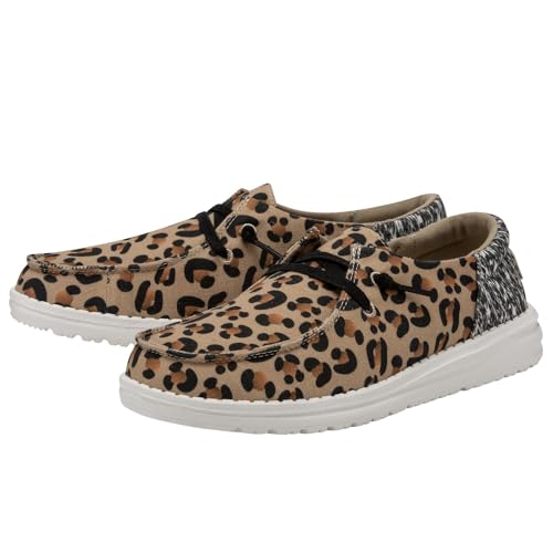 Image of HEYDUDE Women's Wendy Funk Cheetah Collage Size 7 | Womena€s Shoes | Womena€s Lace Up Loafers | Comfortable & Light-Weight