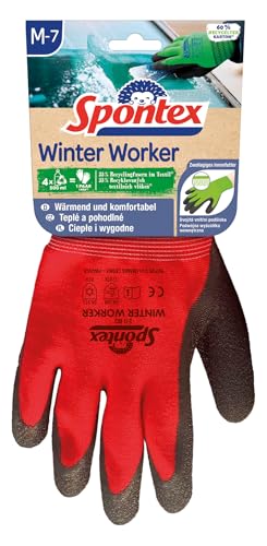 Spontex Winter Worker Arbeitshandschuh, für grobe Arbeiten bei Kälte, aus recycelten PET-Flaschen, Größe M, 1 Paar, Farbe nicht frei wählbar