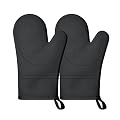 Silicone Oven Mitts, 500°F Heat Resistant Oven Gloves with Soft Cotton Lining, Non-Slip Waterproof Kitchen Potholder Mits for Baking, Cooking, BBQ and Grilling (1 Pair)