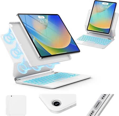 GGQFGTOJ for iPad 9th Generation Case with Keyboard Keyboard Case for iPad 9th/8th/7th Gen Magic-Style Magnetic Keyboard Case with 7-Color Backlight - Multi-Touch Trackpad for iPad 10.2 inch (White)