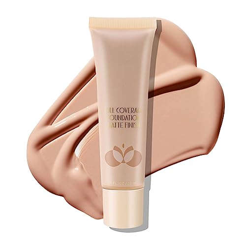 Boobeen Base de Maquillaje Líquida de Cobertura Total, Base de Maquillaje Corrector para Cubrir Rojeces, Base de Maquillaje de Acabado Impecable, Mate, Ligera