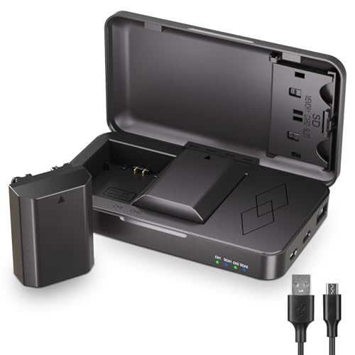 JYJZPB NP-FZ100 Lot de 2 Batteries de Rechange et Chargeur de Batterie A7iii pour Sony A7 III, Sony Alpha A7R III, A7R IV, A9, A6600, Alpha 9S, A7R3 A7S III,...