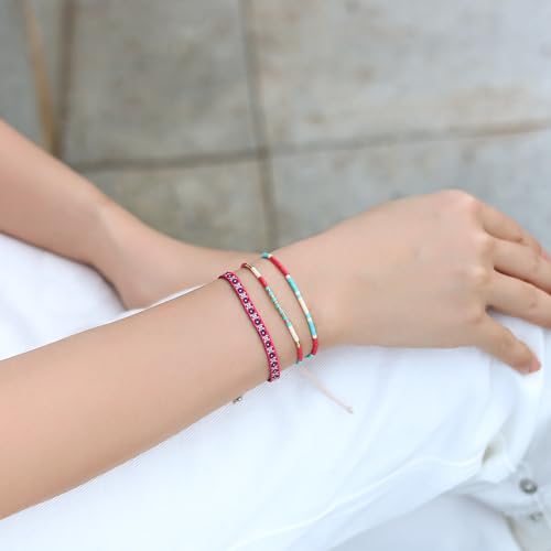Image of KELITCH Miyuki Friendship Bracelet Boho Seed Beads Women Thin Strand Bracelets Adjustable