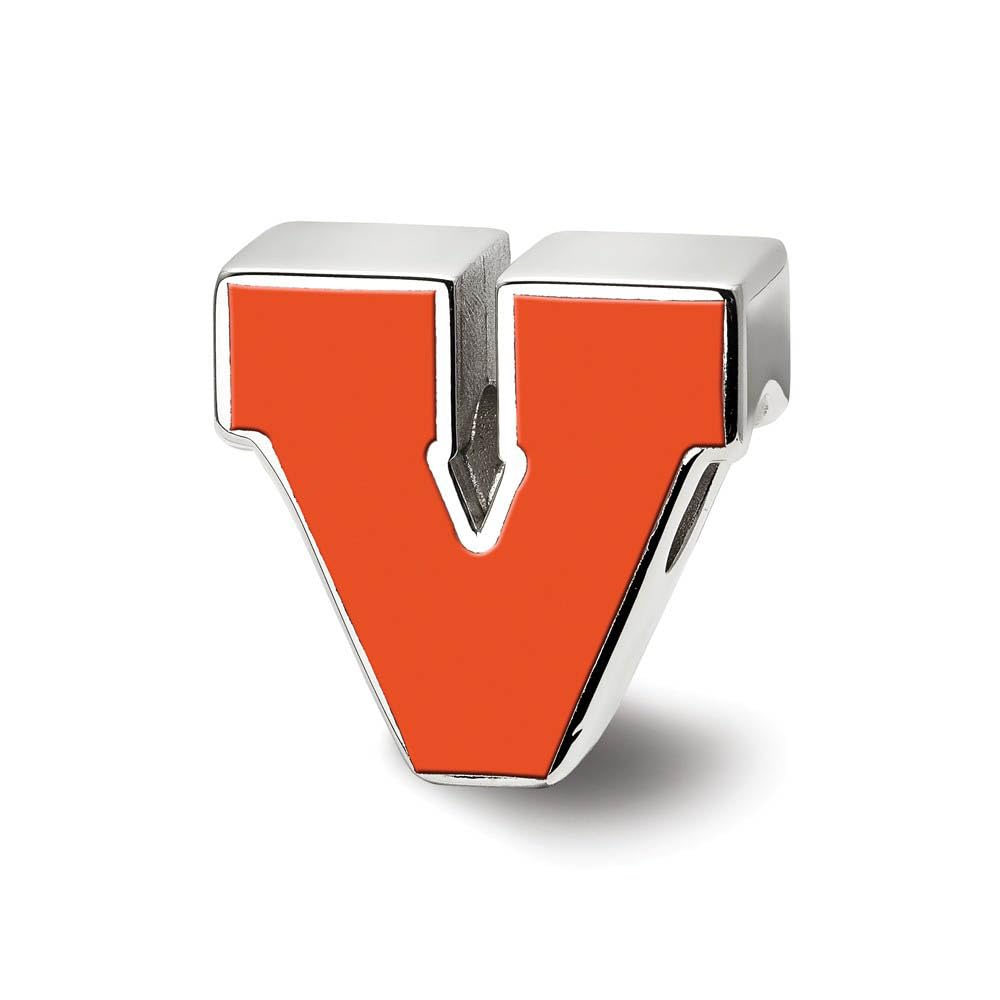 LogoArt Sterling Silver University of Virginia Block V Enamel Bead Charm