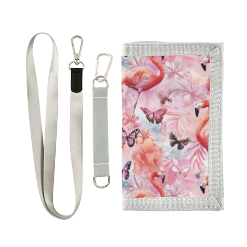 Wusikd Flamingos Pink Kids Wallet for Boys Girls Watercolor Toddler Trifold Wallet Novelty Wallet for Teens Women Men