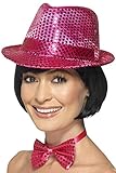 Lieferumfang: 1 Smiffys Unisex Pailletten Hut, Beinhaltet nicht: Fliege, Farbe: Pink, Größe: One Size