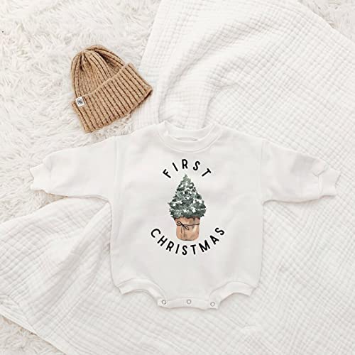 FYBITBO My First Christmas Baby Girl Boy Outfit Sweatshirt Romper Sweater Onesie Long Sleeve Bodysuit Fall Clothes 6