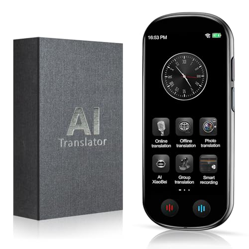 Traductor con salida de voz, Traductor AI con pantalla táctil de 4.1 pulgadas, Traducción de voz bidireccional en tiempo real, de 138 idiomas, Traducción offline, grabación y traducción de fotos para