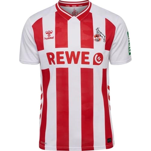 Image of hummel Mens Koln Home Shirt 2025 2026 Adults Short Sleeve White/red M