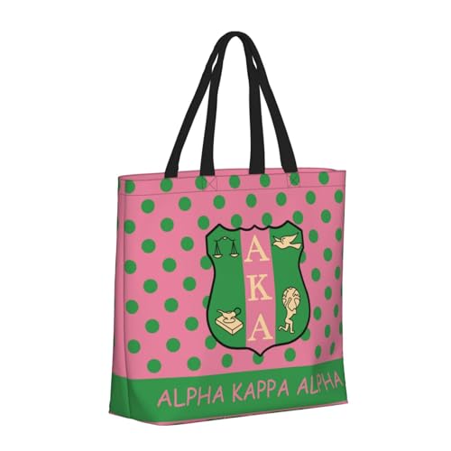 AkA Sorority Gifts Tote Bag Reusable Canvas Shoulder Bag Shopping Tote Bag for Women Travel Work Beach Bag