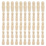 WOWOSS 50 Pack Unfinished Wooden Peg Dolls with Hat, Family Peg People Doll Bodies, Natural...
