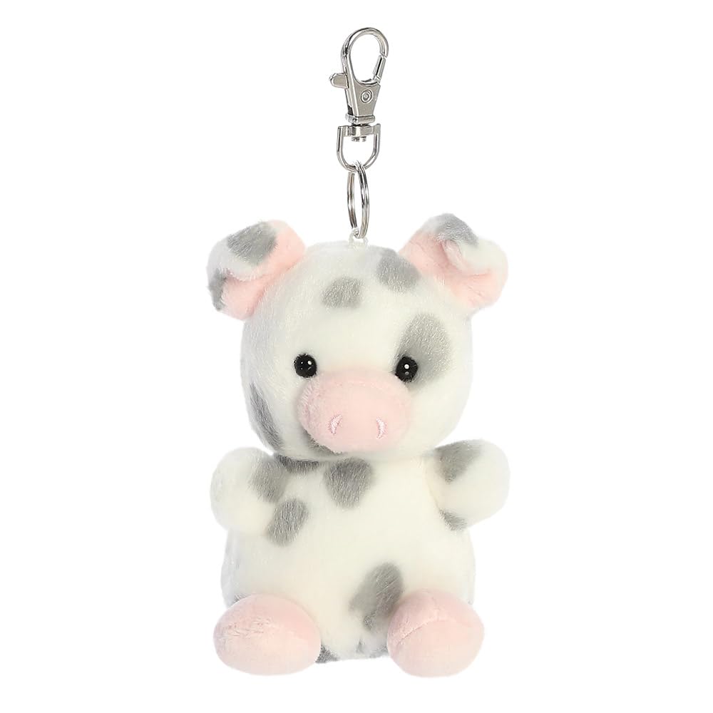 AURORA 34052, Palm Pals Piggles Spotted Piglet Clip-On, 10cm, Soft Toy, White