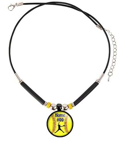 Softball Pitcher Charm Necklace- Girls And Women's Softball Pendant Jewelry - Customized Softball Necklace With Name And Number- Perfect For Softball Players, Softball Moms, Softball Teams And Coaches #TOP1