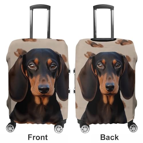 Dachshund Dog Luggage Covers Tsa Approved Suitcase Cover Elastic Washable Luggage Sleeve Carry on Cover Protector Anti-Scratch Suitcase Protector Fits 19-30 Inch Case(S)3