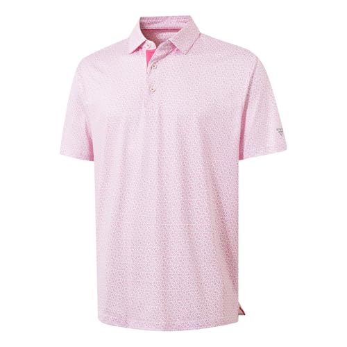 Image of M MAELREG Mens Golf Shirt Short Sleeve Dry Fit Print Moisture Wicking Performance Patterns Collared Polo Shirt
