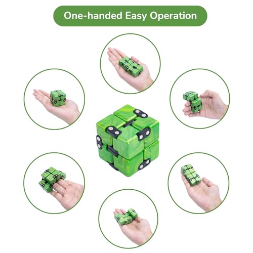 Image of Cubelelo Drift Infinity Cube (Green) | Magic Puzzle Cool Mini Gadget for Stress and Anxiety Relief for Kids and Adults | Desk Finger Flip Toy for Fun and Game | for Ages 3 Years and Above