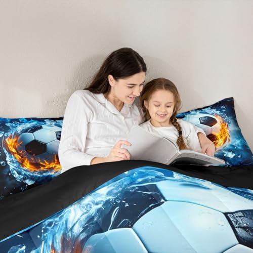 Image of Feelyou 3D Soccer Ball Game Comforter Set Full Size Boys Girls Teens