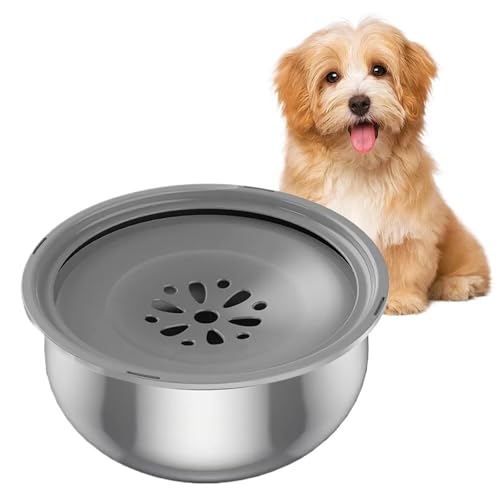 lISusanll ステンレススチール こぼれない 犬用ウォーターボウル - 犬用トラベルフィーダー 猫 スローウォーターフィーダー お手入れ簡単