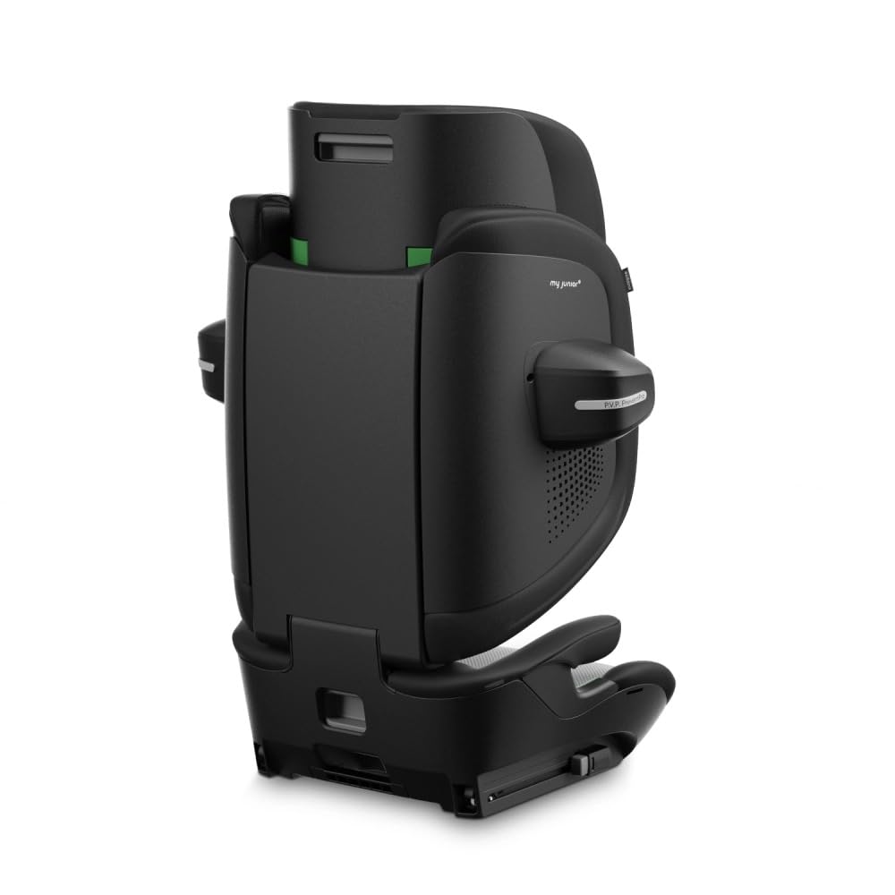 my junior ELYO i-Size Kindersitz, Gr. 2/3, 100-150cm (Black) | TÜV-Flugzeugzulassung, faltbar, PVP Seitenaufprallschutz, Memory Foam Komfort, 6,1kg leicht, 15–36 kg, inkl. Getränkehalter