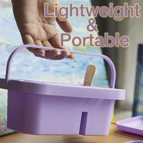 Image of SEVENY Paint Brush Cleaner, Holder & Organizer with Palette, Purple | For Acrylic, For Watercolor, For Water-Based Paints