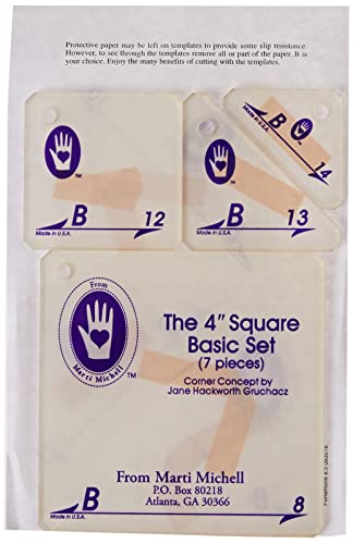 Marti Michell 4-inch Perfect Patchwork Template Basic Square Set B, Pack of 7