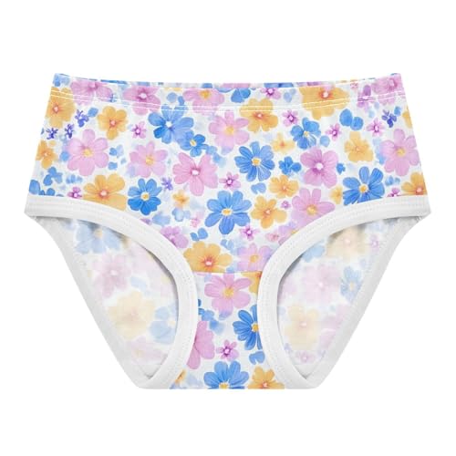 Watercolor Floral White Toddler Girls Underwear 2t Cotton Panties Little Girl Cartoon Undies Kids Briefs