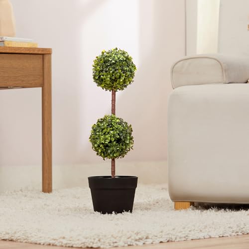 Image of amazon basics Artificial Topiary in Black Plastic Pot | Realistic 50 cm Faux Greenery | Durable Plastic | Stylish & Compact | Zero Maintenance | Indoor, Outdoor, Home & Office Decor
