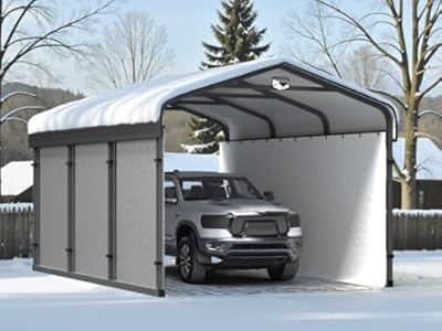 Metal Carport,Carport 10x15 Heavy Duty,Car Tent Garage with Galvanized Metal Roof,Car Port Kits for Snow,Outdoor Car Shelter