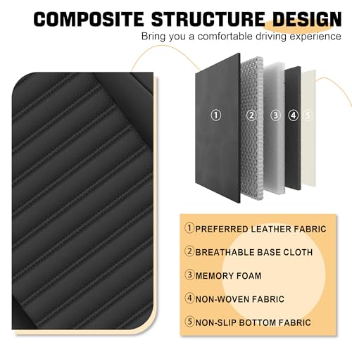 Image of Car Seat Cover for Chevy Equinox 2005-2026 Full Coverage Nappa Leather Car Seat Protector, Fashion Anti-Slip Waterproof Breathable Easy to Install, Auto Interior Accessories(Front Seat,Black&Red)