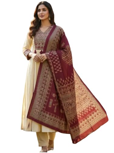 Ensemble kurta droite femme pantalon palazzo imprimé et dupatta en rayonne