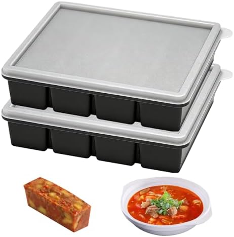 2 Piezas Molde Silicona De Grado Alimenticio Congelador Con Tapa,...