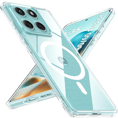 RC1WD Coque Magnétique pour Motorola Edge 60 / Edge 60 Fusion, Protection Antichoc Housse TPU Bumper Etui Translucide Mat Arrière Anti-Rayures Case...
