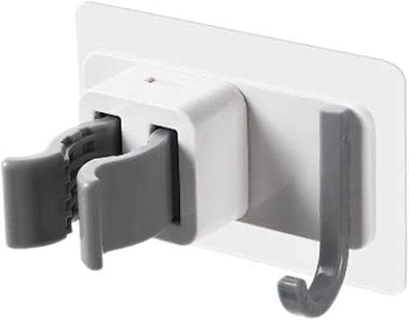 Wall-Mounted Mop and Broom Holder Clips, Self-Adhesive 2-Pack
