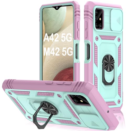 Coque Galaxy A42 5G rigide avec protection caméra coulissante et anneau support 6,6"