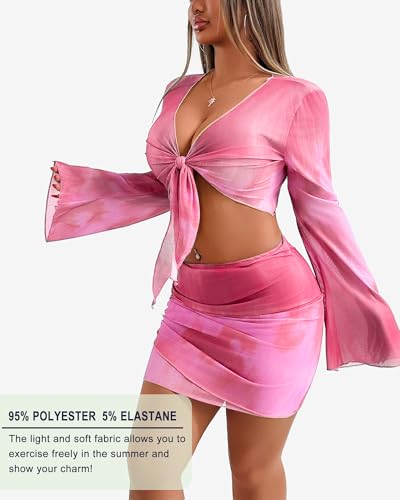 Image of Two Piece Skirt Set Shirt and Skirt Set for Women Going Out Sets Club Outfits Cute 2 Piece Sets Sexy Rave Mini Skirt
