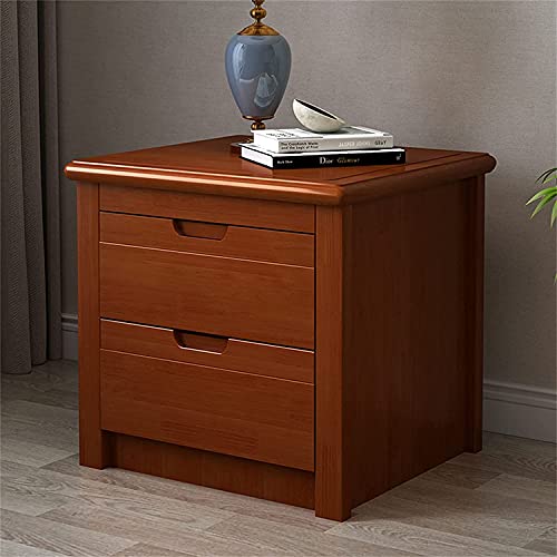 Table de chevet vintage en bois massif avec 2 tiroirs pour chambre stylée