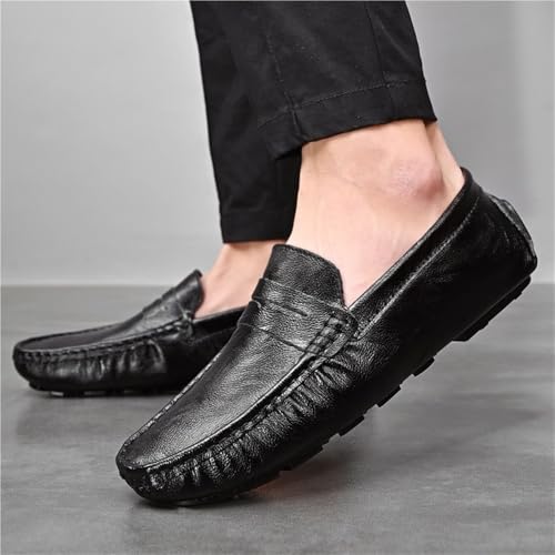 Loafers Shoes Round Toe Solid Color Comfortable Flat Heel Flexible Slip-ons for Men Traveling Driving Office and Work2