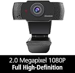 Diamond Multimedia Webcam avec Microphone, USB Complet HD 1080P Webcam pour bureau & Ordinateur portable, streaming en direct HD Vidéo & Audio, angle de vue à travers. Plug & Play., noir