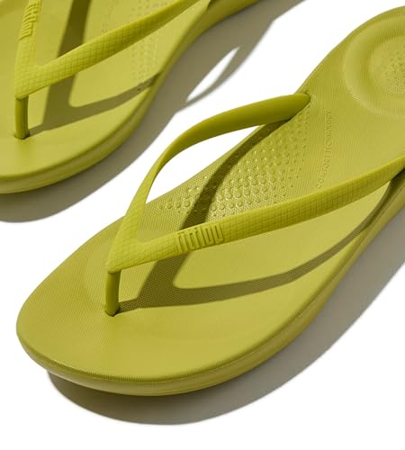 Image of FitFlop Womens iQushion Rubber Flip-Flops with Contoured Footbed for Walking, Lightweight Ergonomic Flip Flop Sandals with Arch Support and Foot Impact Pillows