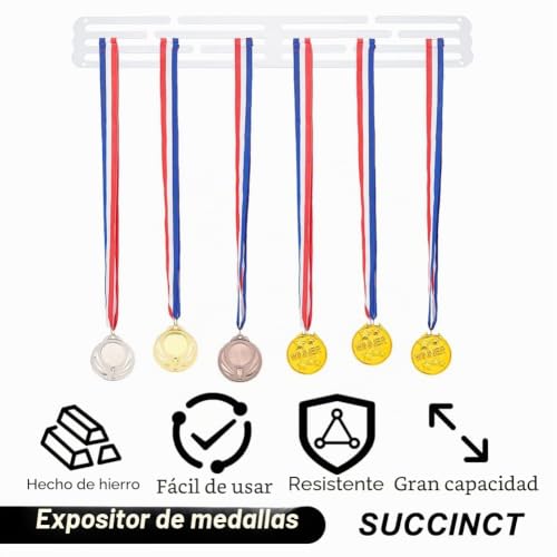 Miniatura 5 de Ahandmaker Soporte Para Medallas, Color Blanco, Para Medallas Deportivas, Fácil De Instalar, Montado En La Pared, Marco De Medallas Para Todos Los Correr, Medallas Deportivas, Medallas De Carreras,