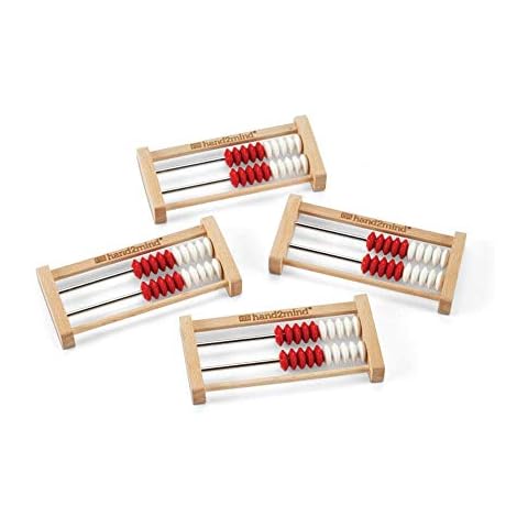 hand2mind Mini 20 Bead Wooden Rekenrek, Abacus for Kids Math, Math Manipulatives Kindergarten, Counting Rack for Kids, Counters for Kids Math, Educational Toys for Elementary Kids (Set of 4) Cover