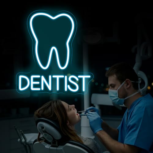 Image of Tooth Dentist Neon Sign Dential Clinic Hospital Open LED Light
